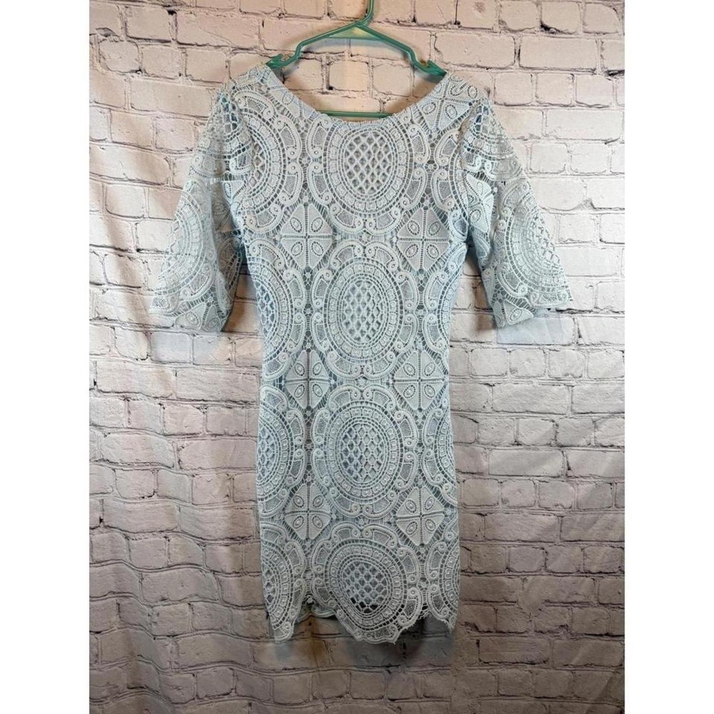 VICI Dress Medium Blue Lace Overlay Cocktail Party Mini Dress Lined